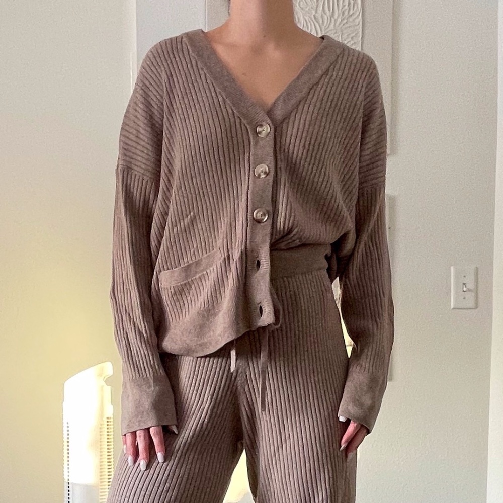 Sanctuary Ribbed Cardi - Heather Truffle